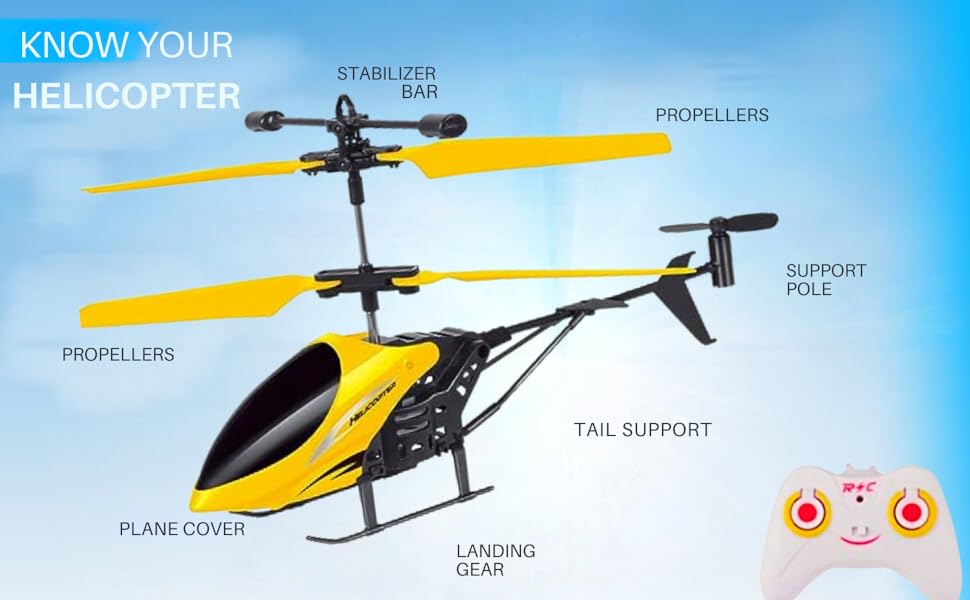 Rechargeable Flying Toy Helicopter with Remote Control & Safety Sensor for Kids. Ashiyana Shopping Mall 