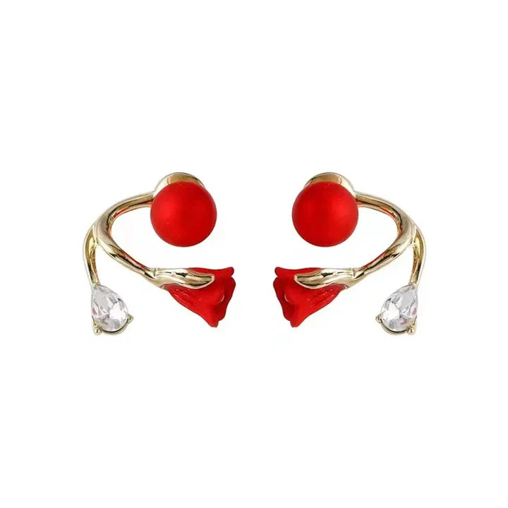 Two in One Flower Earrings Jewelry Gift For Girl